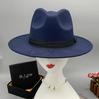 men hats feather men fedoras lady woolen felt church hat unisex  bowknot  jazz hat for men and women