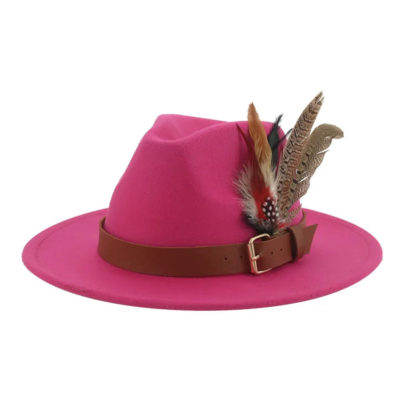 Hat Fedoras Winter Women Hats Men Felt Hat Feather Luxury Fashion Casual Wedding Decorate Men Women Fedora Chapeau Femme Bonnet