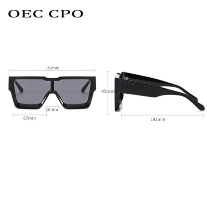 OEC CPO Oversized One Piece Sqaue Sunglasses Women Fashion Big Frames Sun Glasses For Men Brand Eyeglasses Ladies Eyewear UV400