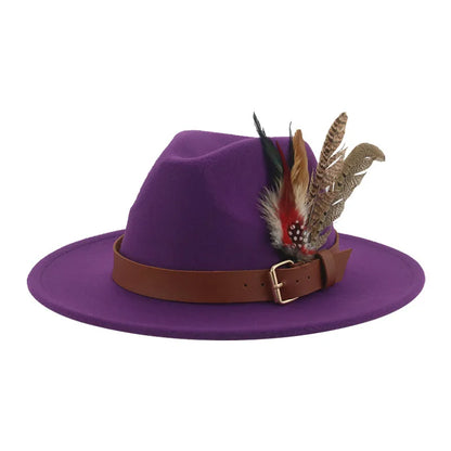 Hat Fedoras Winter Women Hats Men Felt Hat Feather Luxury Fashion Casual Wedding Decorate Men Women Fedora Chapeau Femme Bonnet