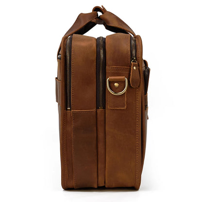 17.3 Inch Laptop Briefcase Genuien Leather Laptop Bag Business Travel Tote Bags Handbags For Men Male Large Brief Case Bag Retro