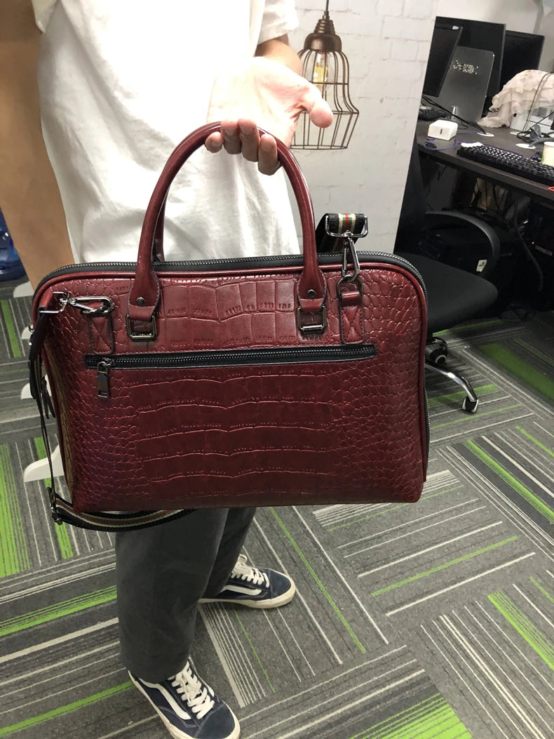 Oyixinger 2024 Women's Bag Professional Business Women Shoulder Bag Leather Briefcase For 14-inch Laptops Fashion Solid Handbags