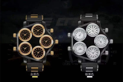 Five Movement Sport Big Dial Extra Large Dial Stylish Guy's Hip Hop Watch Cool Punk Men's Quartz Watch Male Clock Time Hour