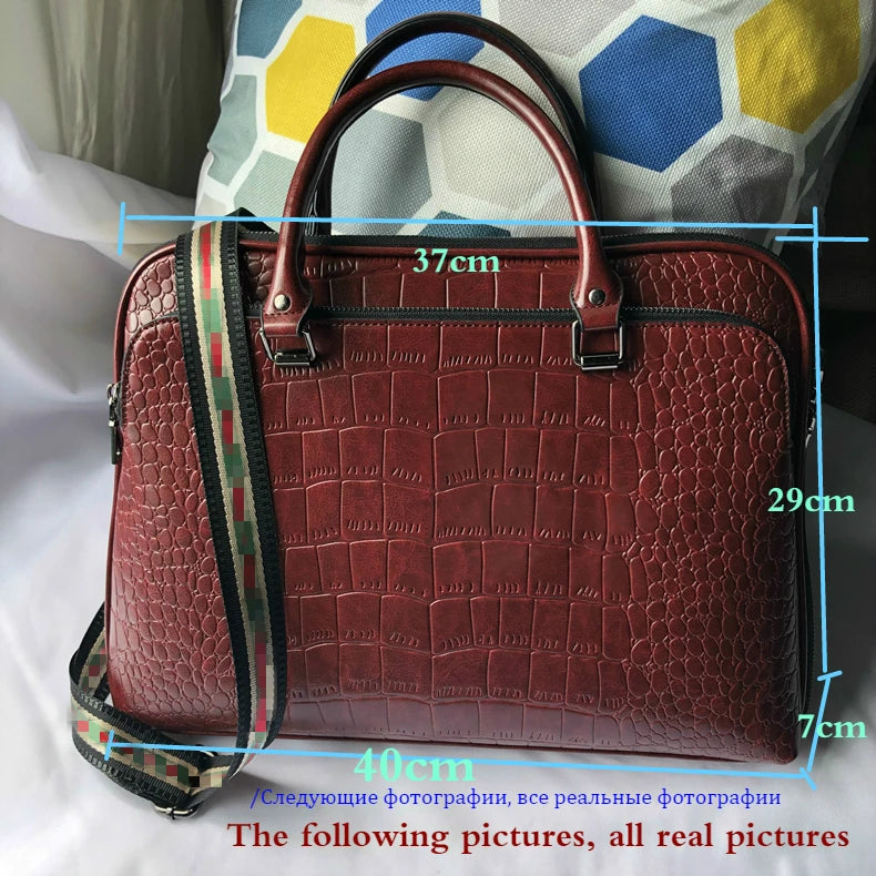 Oyixinger 2024 Women's Bag Professional Business Women Shoulder Bag Leather Briefcase For 14-inch Laptops Fashion Solid Handbags