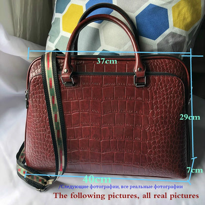 Oyixinger 2024 Women's Bag Professional Business Women Shoulder Bag Leather Briefcase For 14-inch Laptops Fashion Solid Handbags