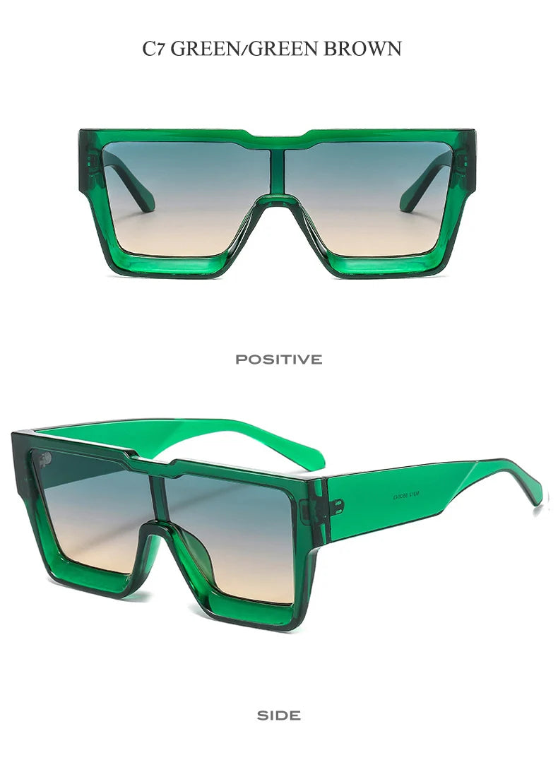 OEC CPO Oversized One Piece Sqaue Sunglasses Women Fashion Big Frames Sun Glasses For Men Brand Eyeglasses Ladies Eyewear UV400