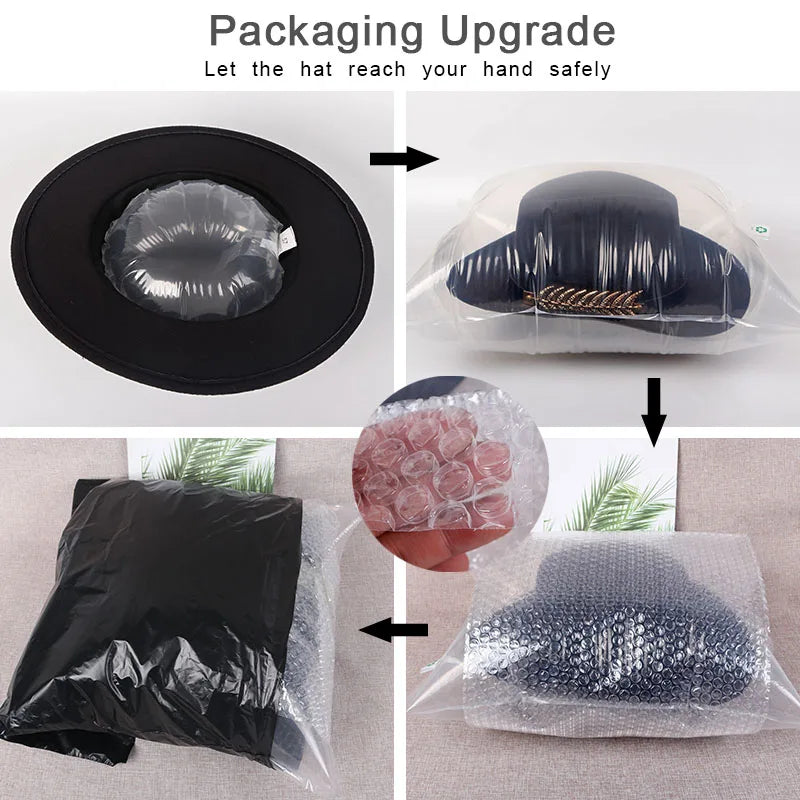 Fedora Men's Feather Wide-brimmed Hat Unisex Wool Felt Jazz Top Hat Autumn and Winter Ladies Hat Church Men's Hat Casual