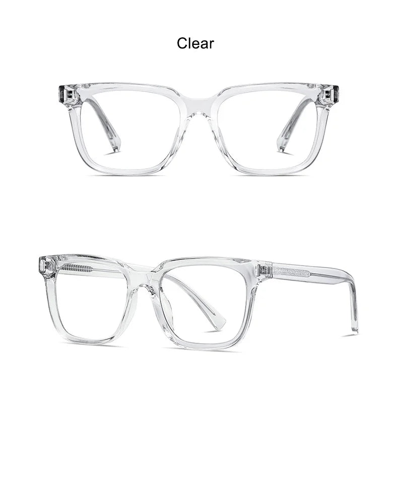 Square Transparent Gray Reading Glasses Men Fashion Computer Eyeglasses Women Blue Light Blocking Optics Presbyopic Glasses