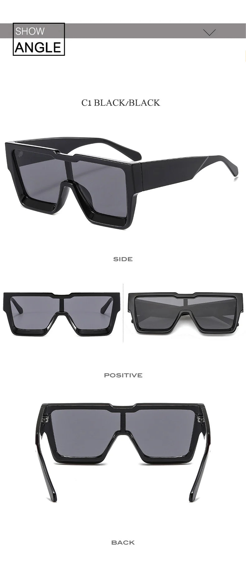 OEC CPO Oversized One Piece Sqaue Sunglasses Women Fashion Big Frames Sun Glasses For Men Brand Eyeglasses Ladies Eyewear UV400