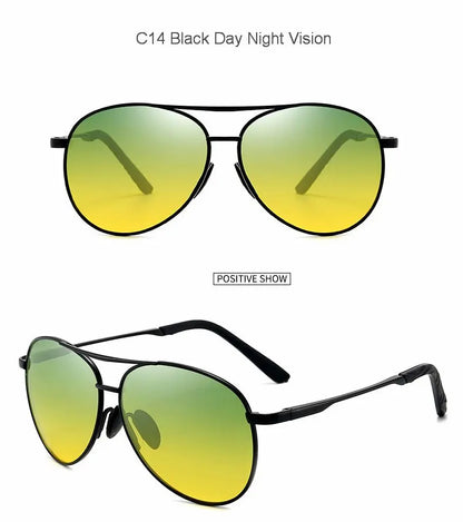 Aviation Metail Frame Polarized Sunglasses Men Color Changing Sun Glasses  Pilot Male Day Night Vision Driving