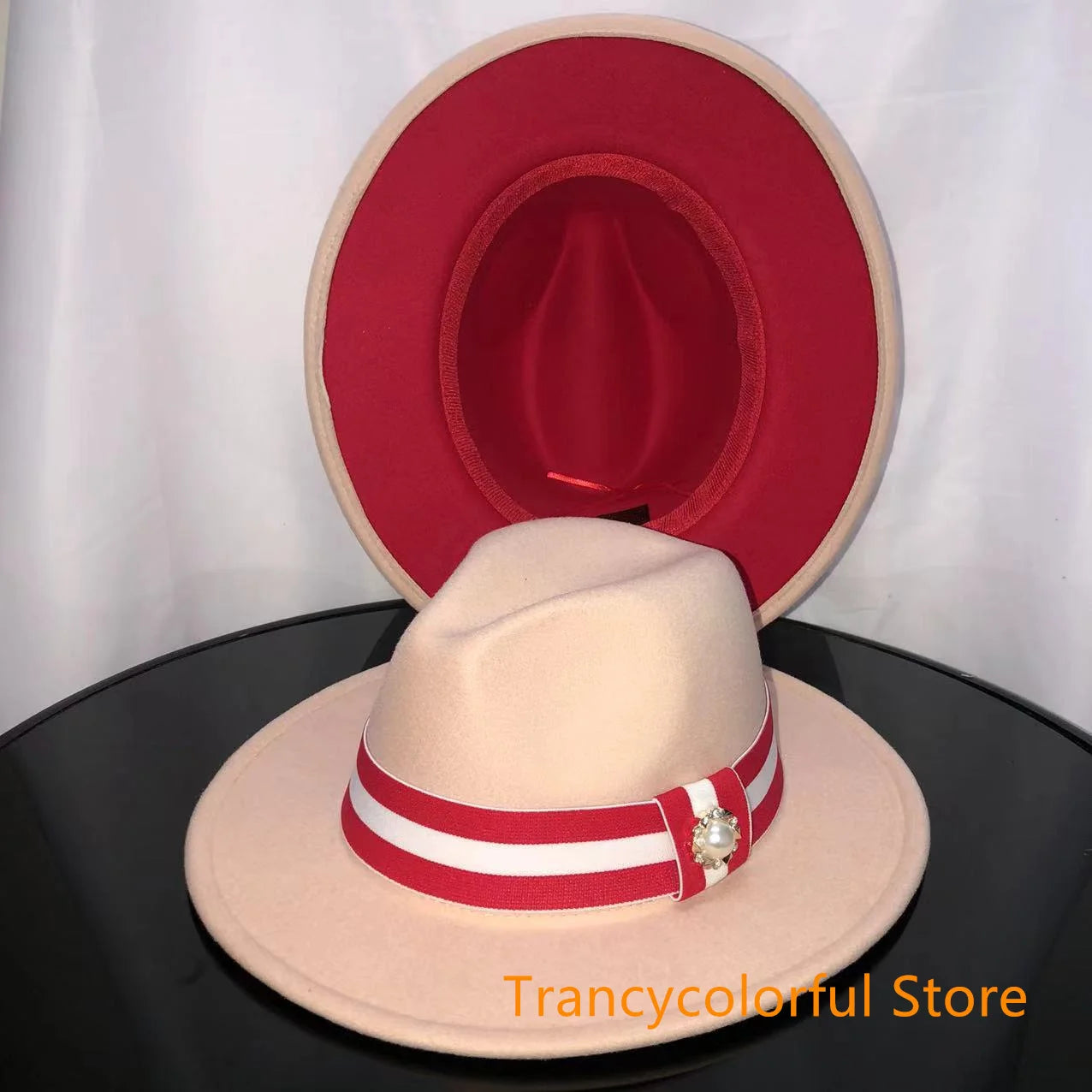 Fedora hat men and women jazz hat stretch ribbon accessories white top hat church men's winter