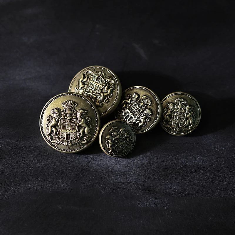 10pcs 15/20/25mm British Style Retro Double Lion Design Sewing Buttons DIY Clothing Accessories Coat Jacket Suit Sweater Buttons