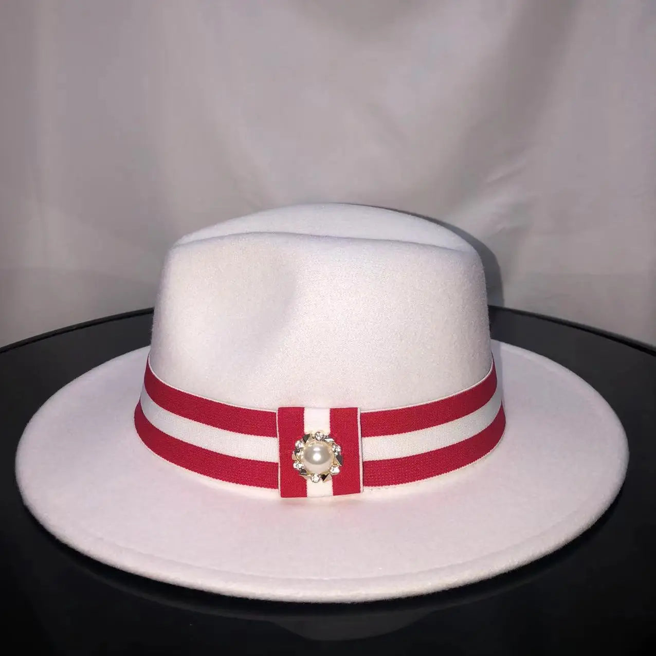 Fedora hat men and women jazz hat stretch ribbon accessories white top hat church men's winter