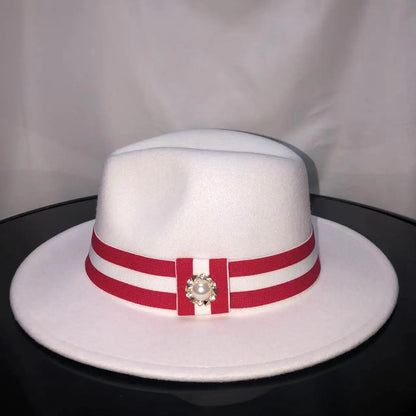 Fedora hat men and women jazz hat stretch ribbon accessories white top hat church men's winter