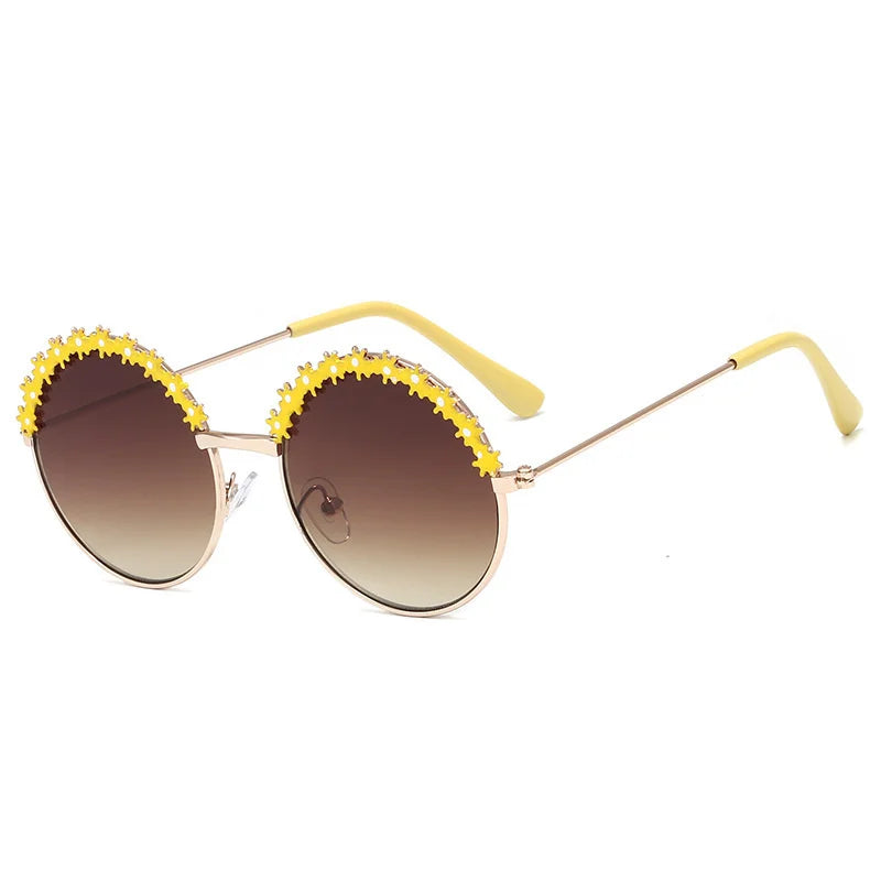 2025 Sunglasses children's glasses flower fashion New Sunglasses children's round children's Metal