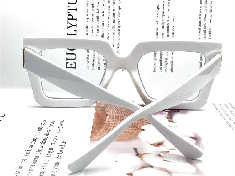 Farsightedness Glasses Transparent Computer Anti Blue Light Reading Glasses Men Women Two Tone Big Square Eyeglasses Frame Retro