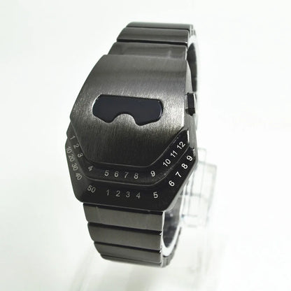 Personalized Men's Watch Men Led Watches Unique Dial Black Stainless Steel Multifunctional Electronics Wristwatches Reloj Hombre