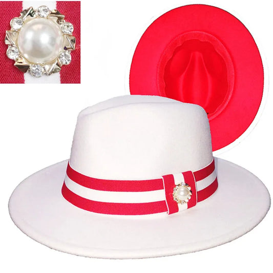Fedora hat men and women jazz hat stretch ribbon accessories white top hat church men's winter