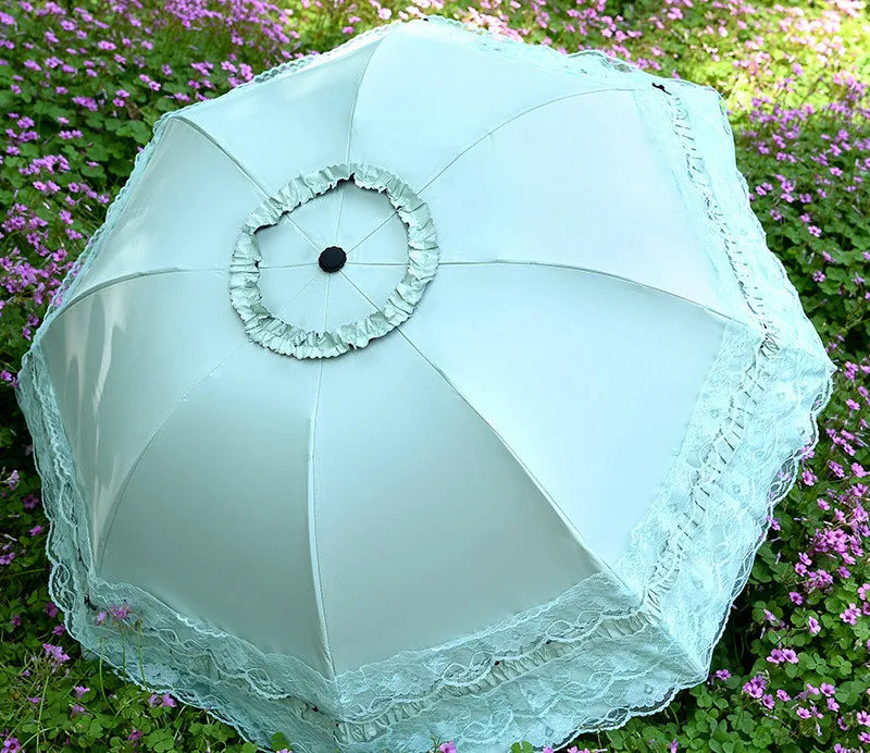 Lace Folding Umbrella Fashion UV Protection Parasol Princess Rain Umbrella Ultra Light Sun Umbrella Women