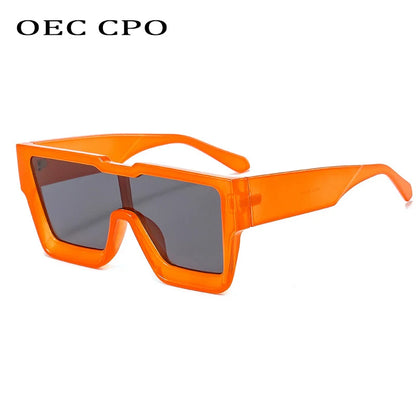 OEC CPO Oversized One Piece Sqaue Sunglasses Women Fashion Big Frames Sun Glasses For Men Brand Eyeglasses Ladies Eyewear UV400