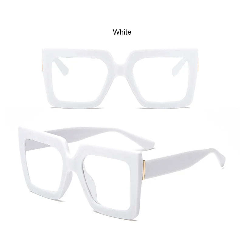 Farsightedness Glasses Transparent Computer Anti Blue Light Reading Glasses Men Women Two Tone Big Square Eyeglasses Frame Retro
