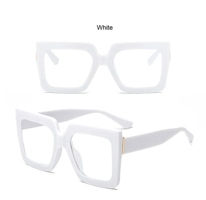 Farsightedness Glasses Transparent Computer Anti Blue Light Reading Glasses Men Women Two Tone Big Square Eyeglasses Frame Retro