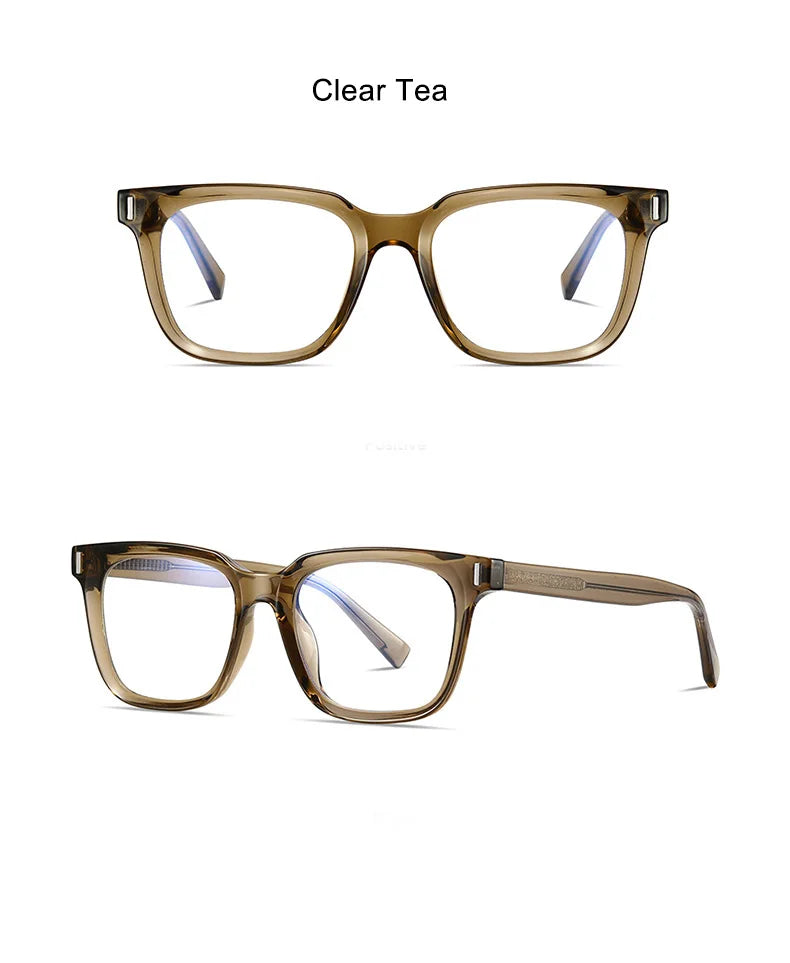 Square Transparent Gray Reading Glasses Men Fashion Computer Eyeglasses Women Blue Light Blocking Optics Presbyopic Glasses