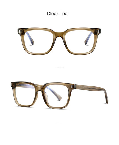 Square Transparent Gray Reading Glasses Men Fashion Computer Eyeglasses Women Blue Light Blocking Optics Presbyopic Glasses