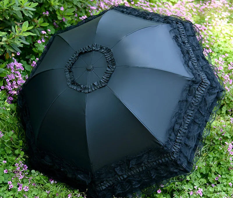 Lace Folding Umbrella Fashion UV Protection Parasol Princess Rain Umbrella Ultra Light Sun Umbrella Women