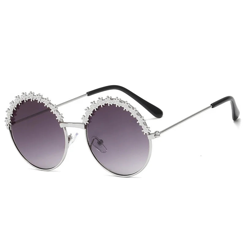 2025 Sunglasses children's glasses flower fashion New Sunglasses children's round children's Metal