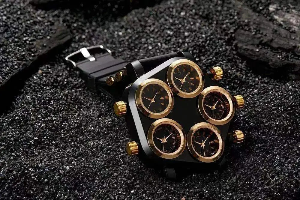 Five Movement Sport Big Dial Extra Large Dial Stylish Guy's Hip Hop Watch Cool Punk Men's Quartz Watch Male Clock Time Hour