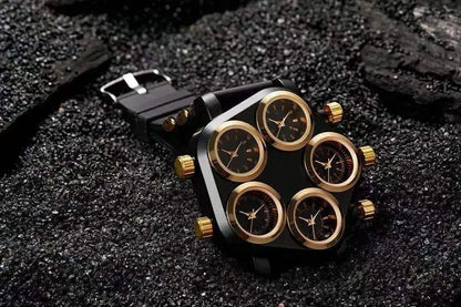 Five Movement Sport Big Dial Extra Large Dial Stylish Guy's Hip Hop Watch Cool Punk Men's Quartz Watch Male Clock Time Hour