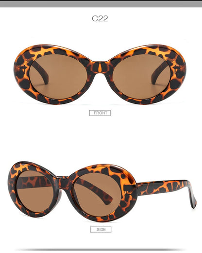 WHO CUTIE 2024 Goggles Oval Sunglasses Men Women Brand Designer 90S Colorful Retro Round Frame Kurt Cobain Shades Sun Glasses UV