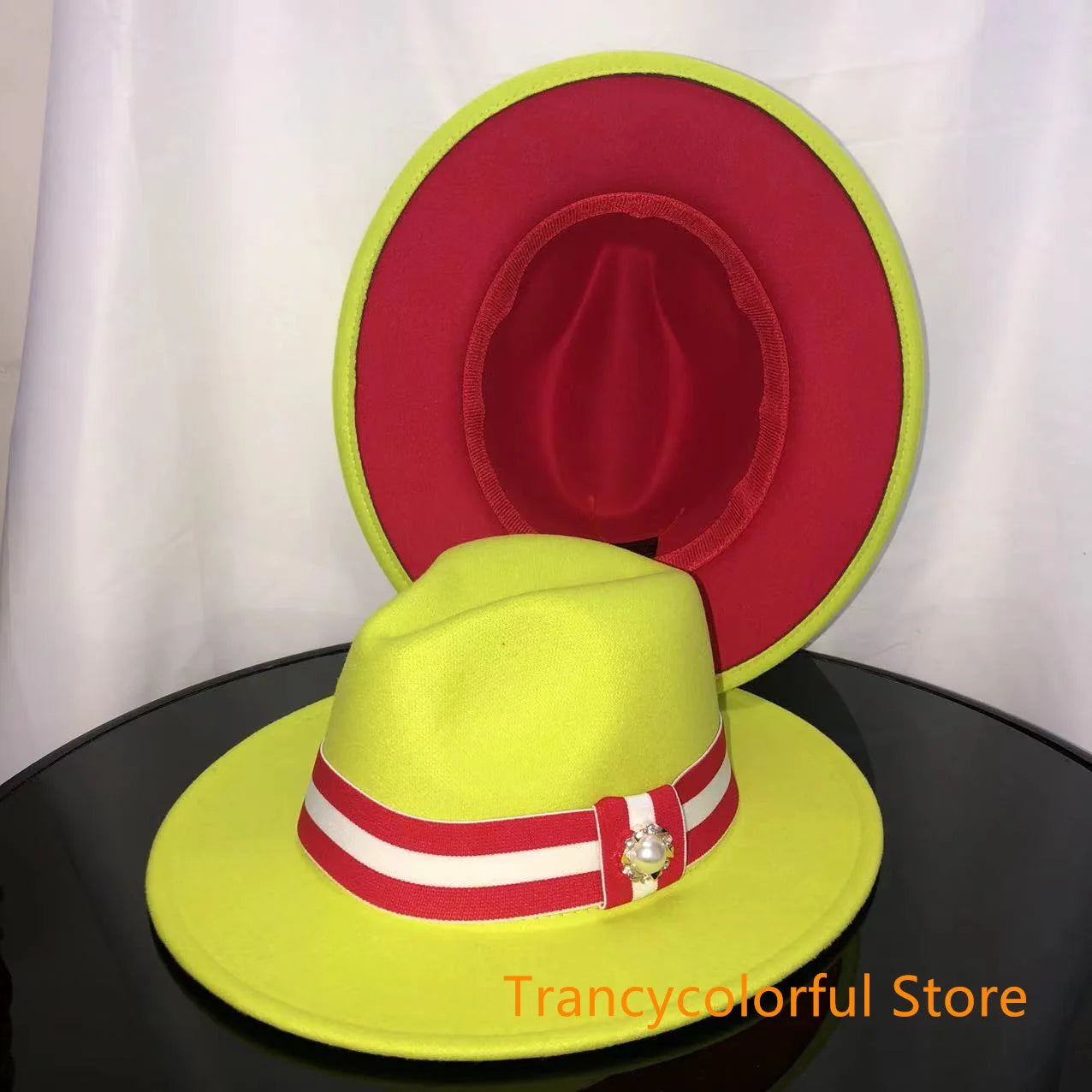 Fedora hat men and women jazz hat stretch ribbon accessories white top hat church men's winter