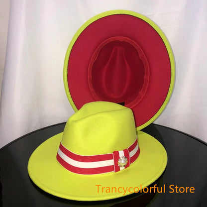 Fedora hat men and women jazz hat stretch ribbon accessories white top hat church men's winter