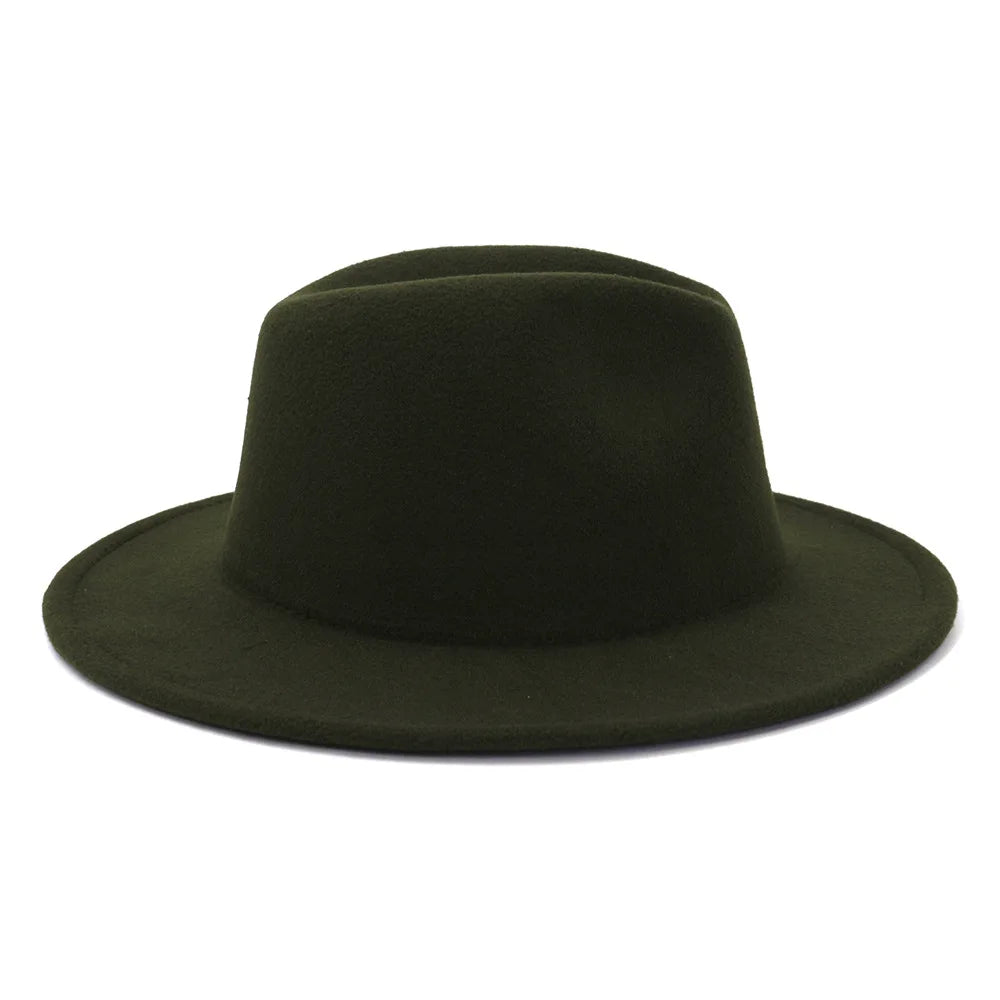 QBHAT Olive Green with Tan Bottom Patchwork Two Tone Color Wool Felt Jazz Fedora Hats Women Men Party Festival Formal Hat