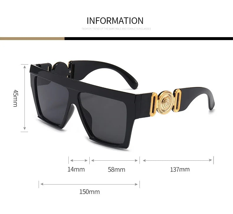 Oversize Square Sunglasses Women Fashion New Vintage Big Frame Shades Men Sun Glasses UV400 Eyewear Oculos Gafas De Sol