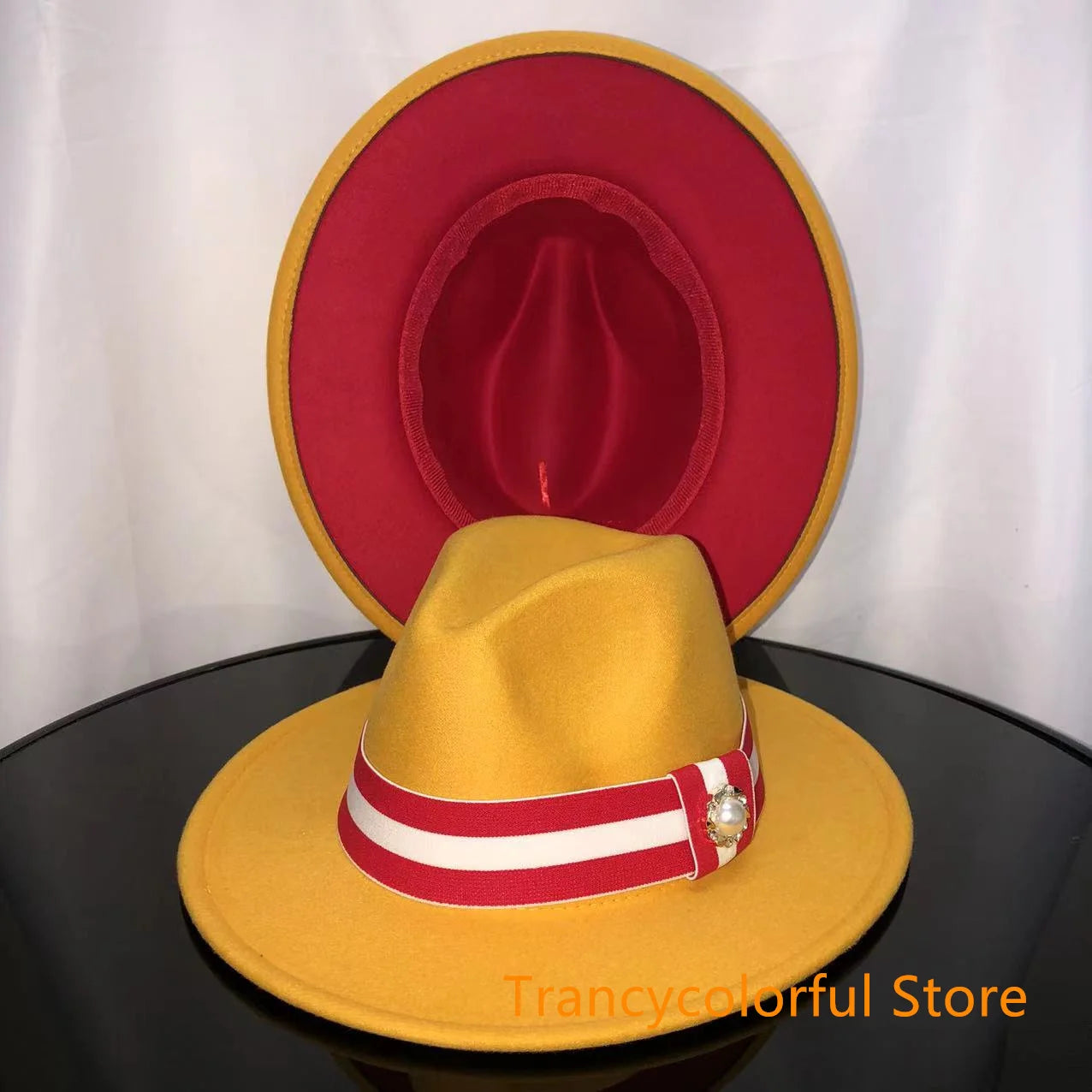 Fedora hat men and women jazz hat stretch ribbon accessories white top hat church men's winter