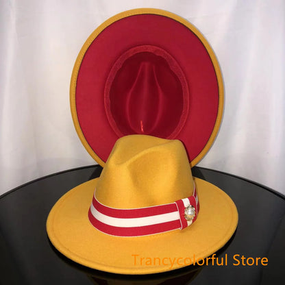 Fedora hat men and women jazz hat stretch ribbon accessories white top hat church men's winter