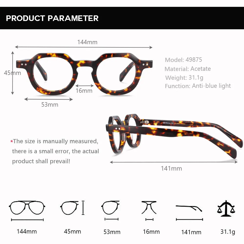 49875 Retro Anti Blue Light Acetate Optical Glasses Frames Men Women Fashion Computer Eyeglasses Customized Reading Glasses