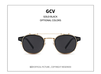 GCV Double Layer Removable Lens Sunglasses The Blu-Ray Glasses Acetate Gothic Retro Steampunk Polarized Men Women Sunglesses
