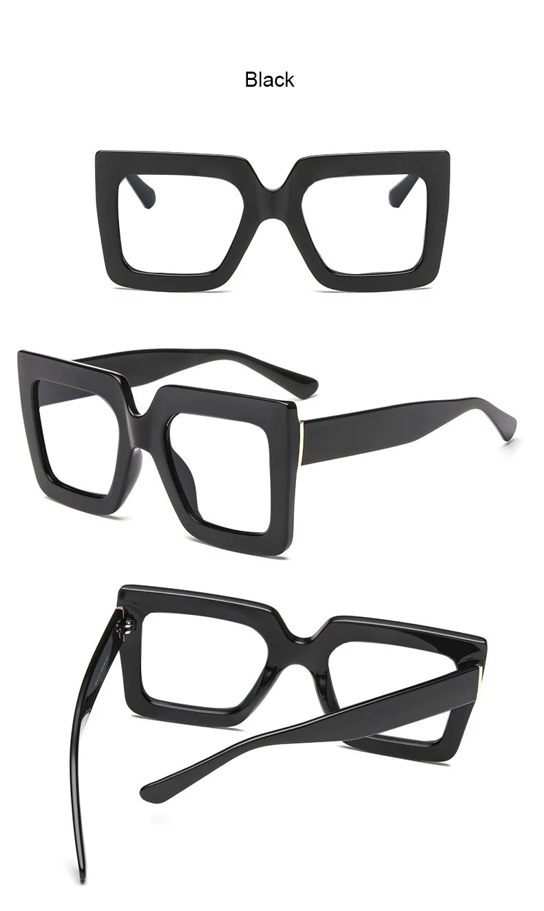 Farsightedness Glasses Transparent Computer Anti Blue Light Reading Glasses Men Women Two Tone Big Square Eyeglasses Frame Retro
