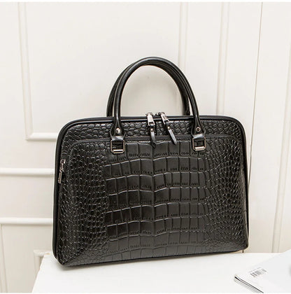 Oyixinger 2024 Women's Bag Professional Business Women Shoulder Bag Leather Briefcase For 14-inch Laptops Fashion Solid Handbags