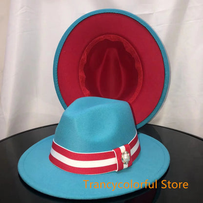 Fedora hat men and women jazz hat stretch ribbon accessories white top hat church men's winter