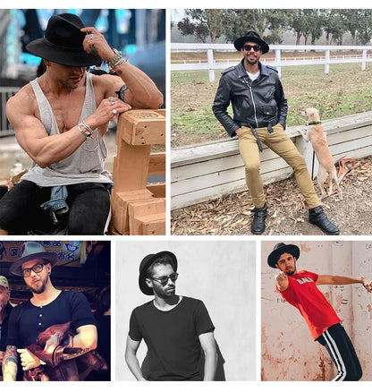 QBHAT Olive Green with Tan Bottom Patchwork Two Tone Color Wool Felt Jazz Fedora Hats Women Men Party Festival Formal Hat