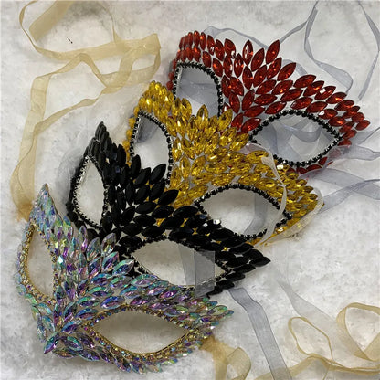 Bridal Masuqerade Masque Rhinestone Eye Mask Masque Cover for Men Women Girls Dance Cosplay Party Shiny Crystal Face Accessories