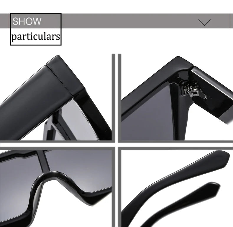 OEC CPO Oversized One Piece Sqaue Sunglasses Women Fashion Big Frames Sun Glasses For Men Brand Eyeglasses Ladies Eyewear UV400