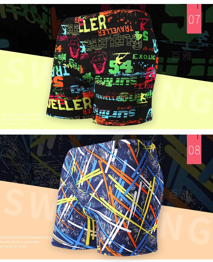 Men Elastic Swimming Trunk Swimwear Beach Swim Sport Short Briefs Surfing Summer Boxer Shorts Bathing