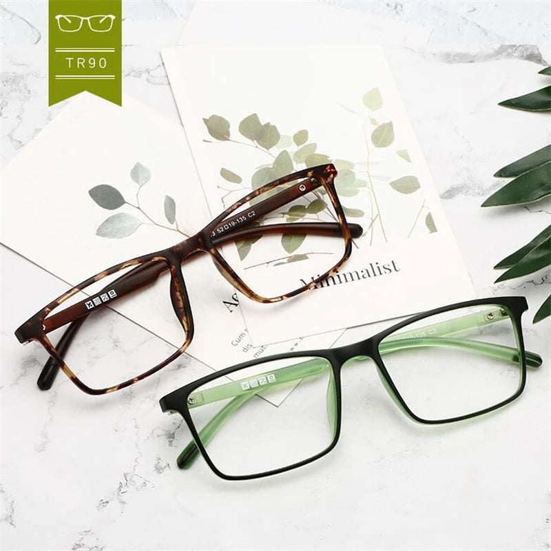 0 -0.5 -0.75 -1.0 To -6.0 Minus Degree TR90 Square Prescription Eyeglasses Women Men Ultralight Business Computer Optical Glasse