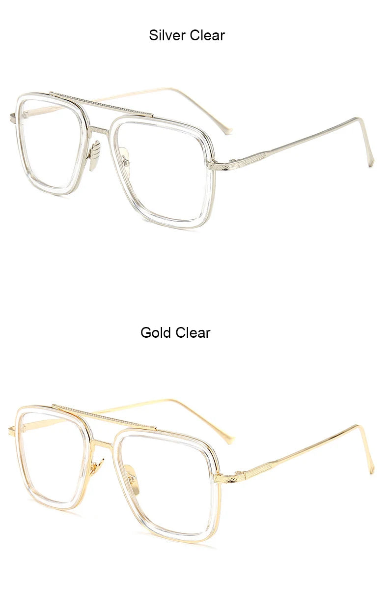 Tony Stark Glasses Men Women Magnifier Reading Eyewear Steampunk Blue Light Blocking Square Eyeglasses Plus Diopter +0.5 +6